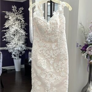 Casablanca lace strapped fit and flare gown